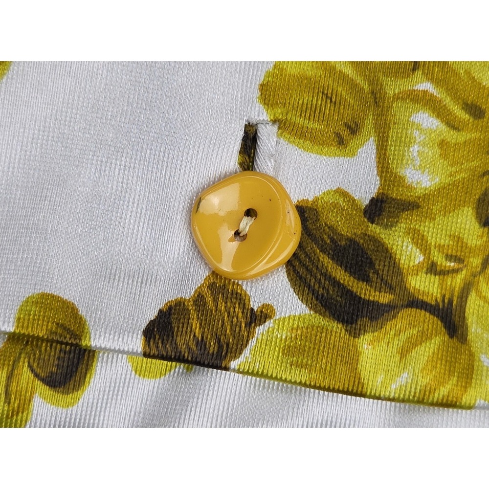 Vtg 60s 70s Hand Made Double Knit Shiny Floral Pussybow Blouse Top Mod Size S? - Picture 9 of 13